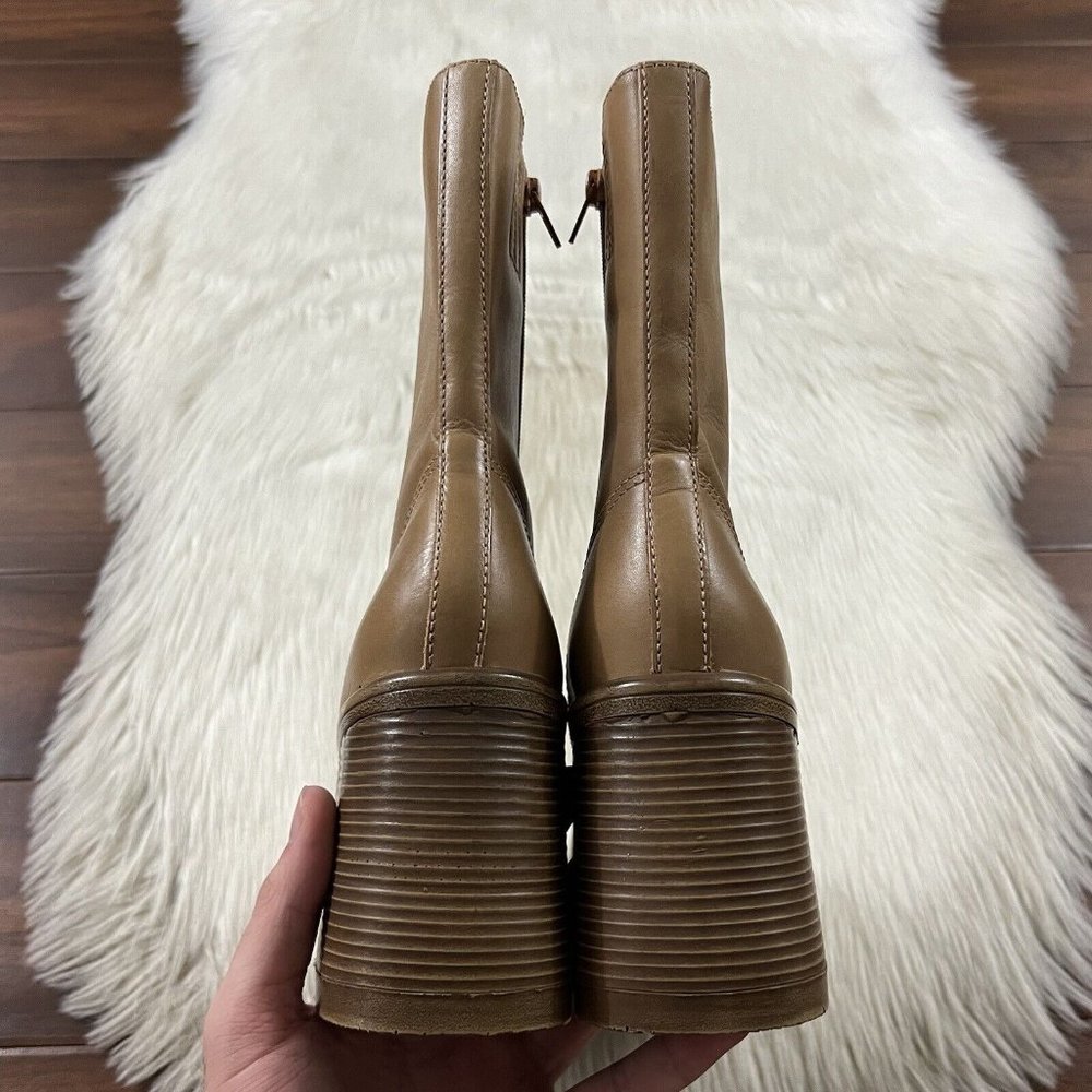 Steve Madden Tan Leather Platform Heeled Boots 7.5 - Picture 7 of 15